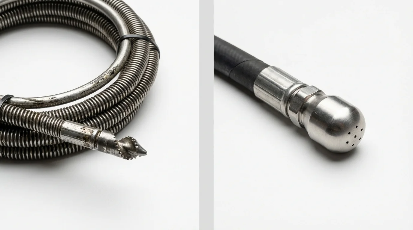 Drain snake cable and hydro jetting nozzle used for drain cleaning in DeLand, FL