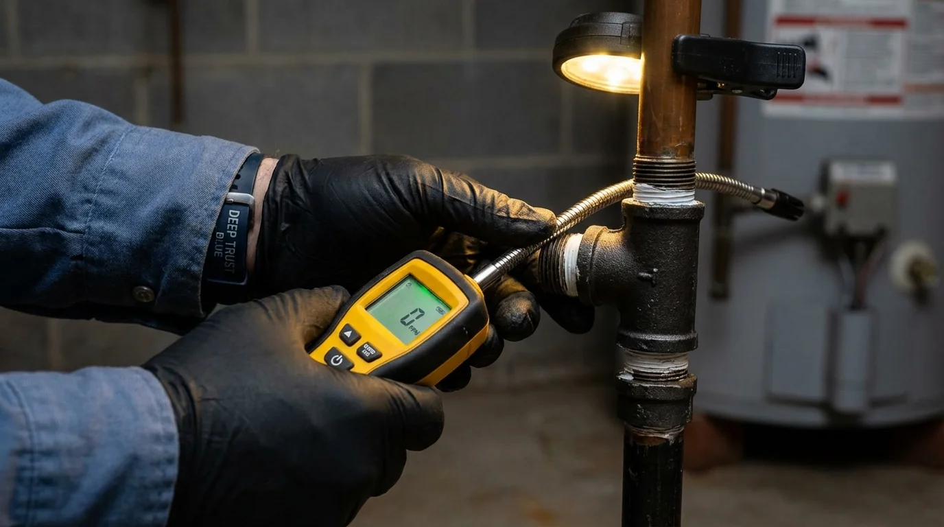 Gas leak detection with electronic sniffer by Johns Plumbing LLC in DeLand