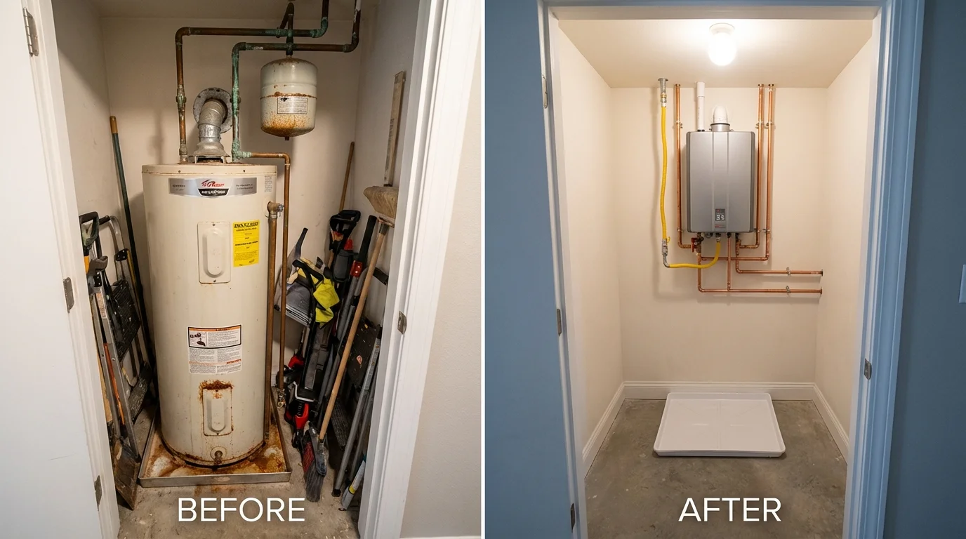 Tank water heater versus wall-mounted tankless unit comparison for DeLand, FL homeowners
